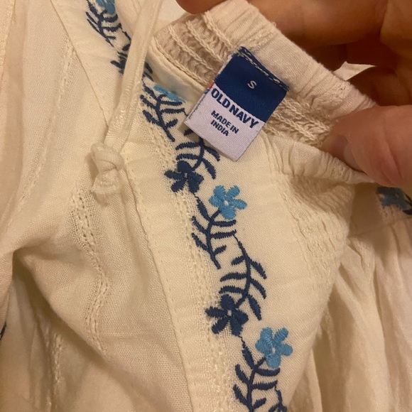 Mamma Mia Summer Blouse Old Navy Square Neck Floral Embroidery Blouse Open Back - Picture 6 of 6
